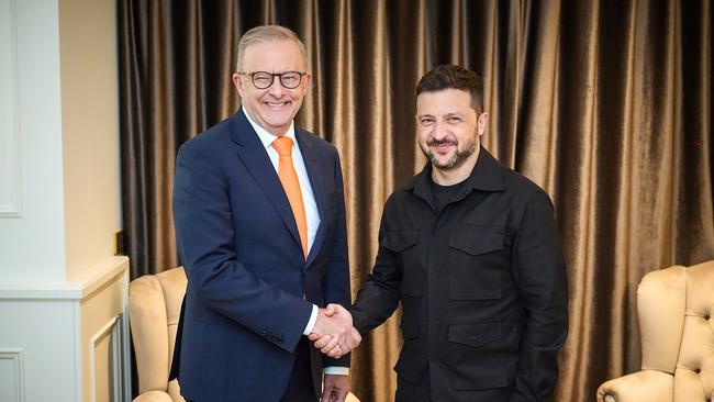 Anthony Albanese meets with Ukraine’s President Volodymyr Zelensky in Rome.