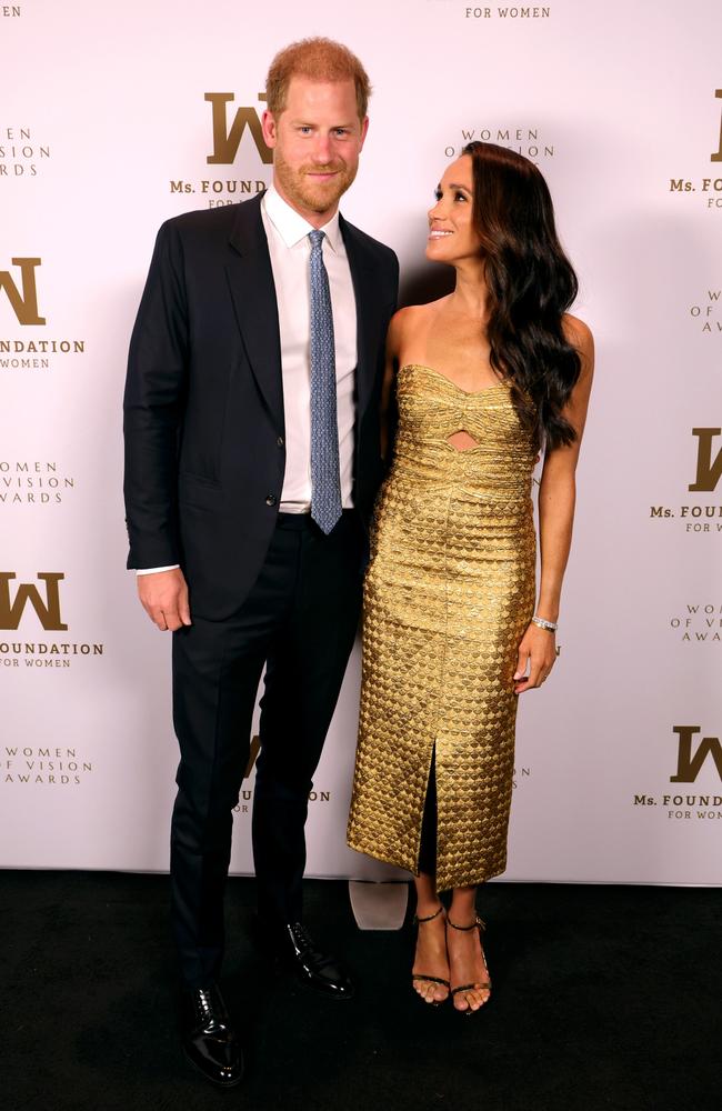 Prince Harry and Meghan Markle arrive at the awards. Picture: Getty Images