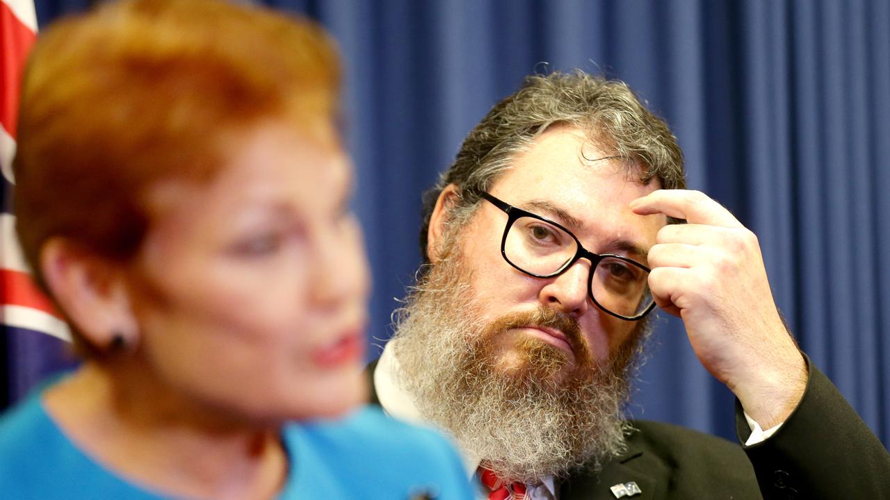 Pauline Hanson announces George Christensen will run for the Senate on the One Nation ticket. Picture: Steve Pohlner