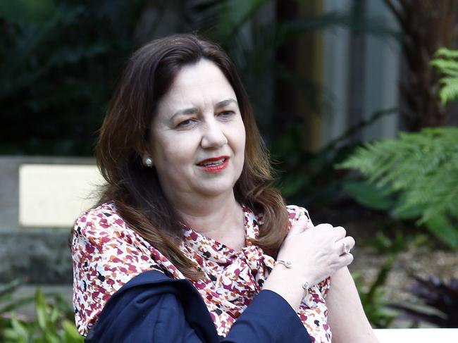 BRISBANE, AUSTRALIA - NewsWire Photos MAY 24, 2021: Queensland Premier Annastacia Palaszczuk gets her flu vaccine during a press conference in Brisbane. Picture: NCA NewsWire/Tertius Pickard