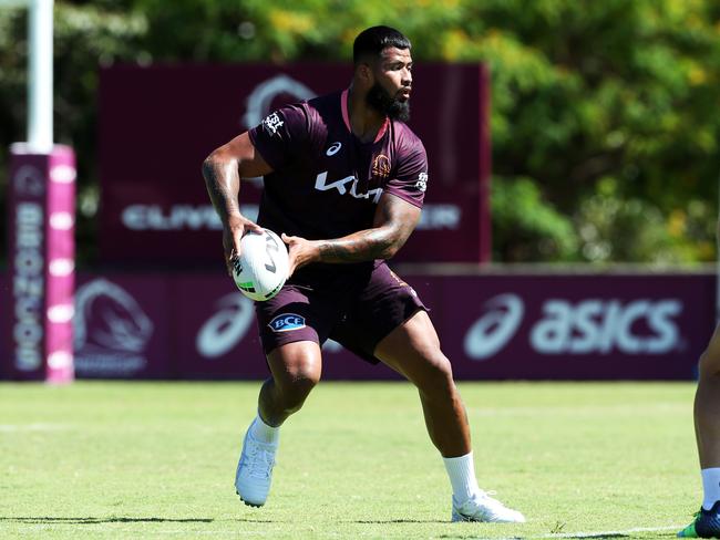 Payne Haas during Brisbane Broncos training from Red Hill. Picture: Zak Simmonds