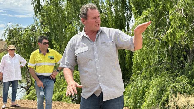 Daniel Martin, of Wall Flat, during an inspection of the levee banks late last year. Picture: Dylan Hogarth