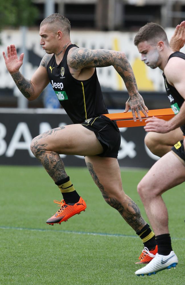 Dustin Martin pushes himself at Punt Rd. Picture: Michael Klein