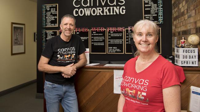 Canvas Coworking back in the office. David Masefield, president and Joy Taylor, community manager. Thursday, 7th May, 2020.