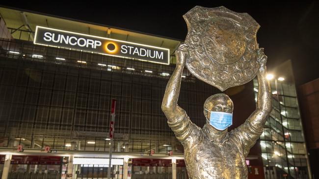 Queensland great Wally Lewis’s statue outside Suncorp Stadium in Brisbane. Picture: AAP