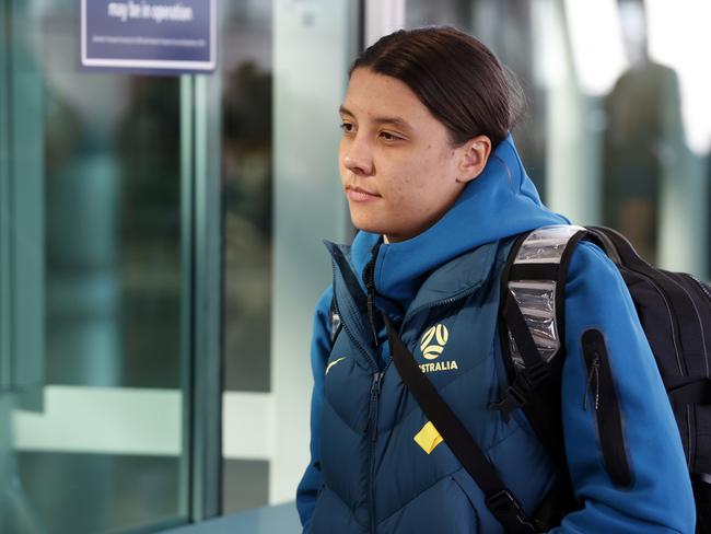 DAILY TELEGRAPH AUGUST 8, 2023. Matildas player Sam Kerr arriving at Sydney Airport to fly back to Brisbane. Picture: Jonathan Ng