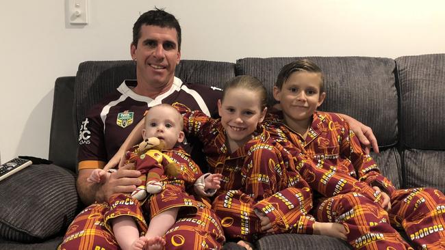 Tim Stark with Olivia Douglas (centre), Lexie and Noah. Picture: Supplied.