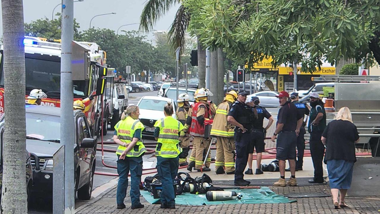 Fire at a building in Rockhampton CBD on April 8, 2024. Picture: Darryn Nufer