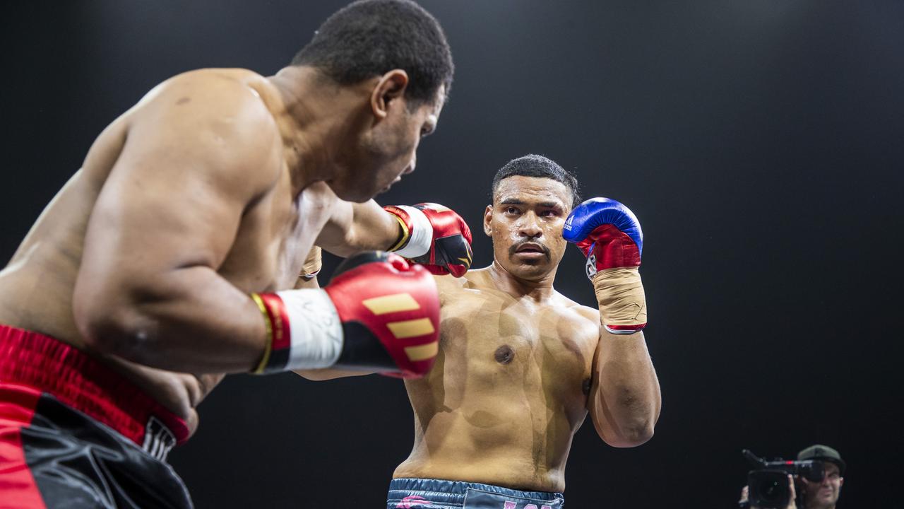 Tevita Pangai Jnr’s younger brother Jermaine has launched his professional career in style with a first-round demolition of Fijian Nepote Dawadawa. Picture: Supplied.