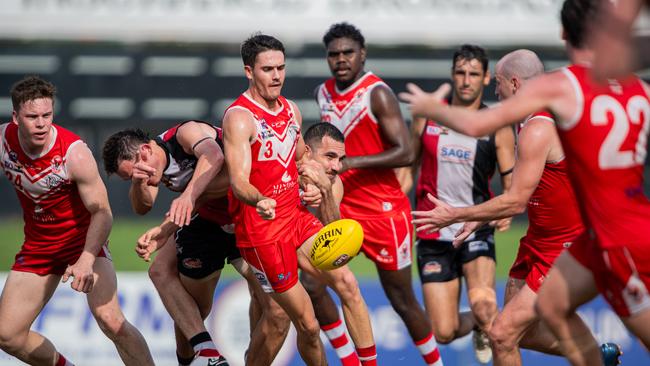 Brodie Carroll in the Southern Districts vs Waratah 2023-24 NTFL men's knockout semifinal. Picture: Pema Tamang Pakhrin