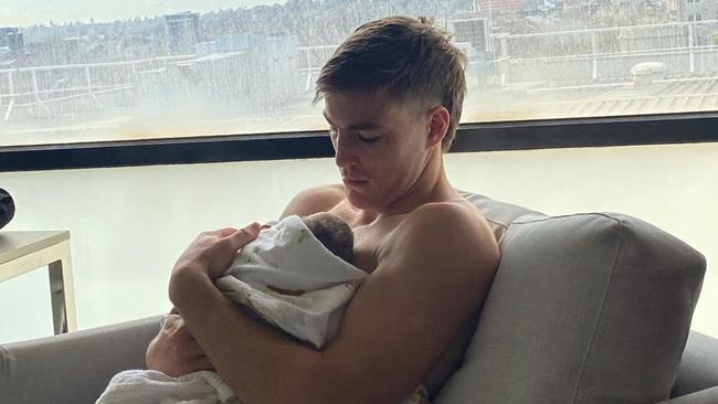 Jack Viney with his baby Mila. Pic: Instagram