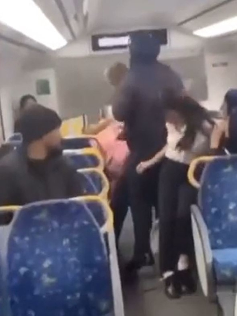 The passenger falls to the ground. Picture: 7 News