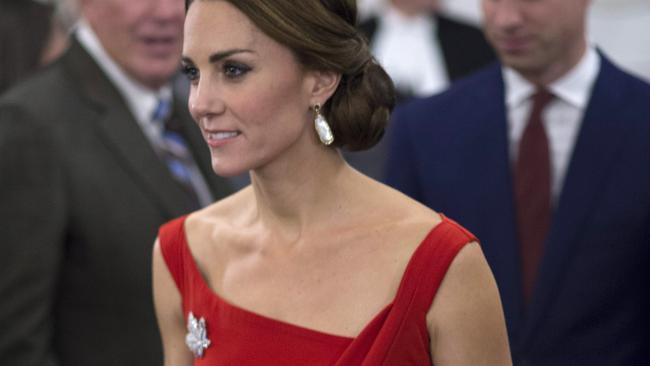 The Duchess of Cambridge leaves the ceremony in Victoria, British Columbia.