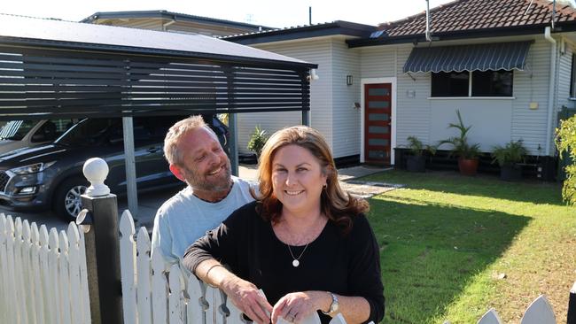Chris and Paula Waters at their home in Boondall, Brisbane, where they are busy ‘building that nest egg’. Picture: Mackenzie Scott