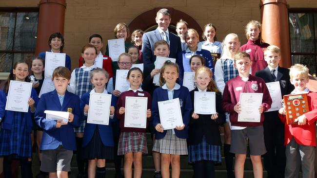 Premier Mike Baird with the 2016 Bear Pit contestants. Pictures: Craig Wilson