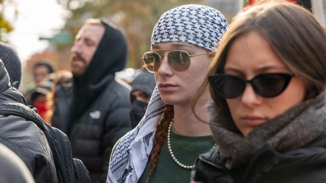 Students participate in a protest in support of Palestine outside of the Columbia University campus in November. Picture: AFP