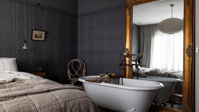 The luxurious cast-iron, claw-foot bath tub in The Binney’s master bedroom is a special touch. Picture: Dearna Bond