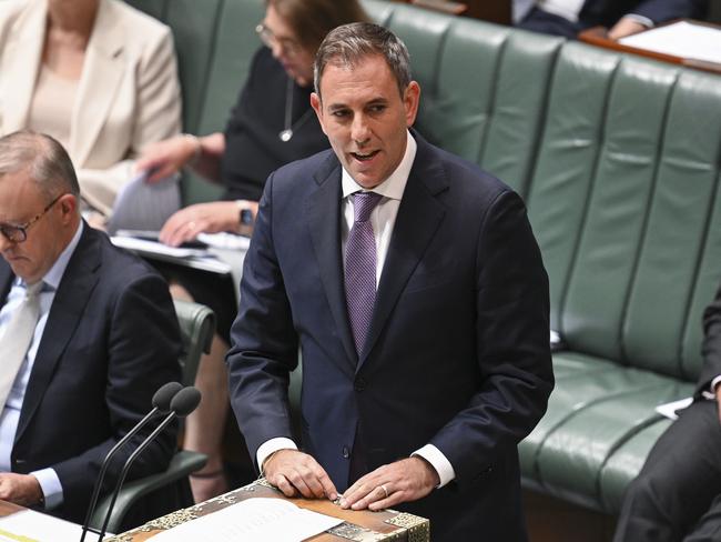 CANBERRA, AUSTRALIA, NewsWire Photos. FEBRUARY 26, 2024: Federal Treasurer Jim Chalmers during Question Time at Parliament House in Canberra. Picture: NCA NewsWire / Martin Ollman