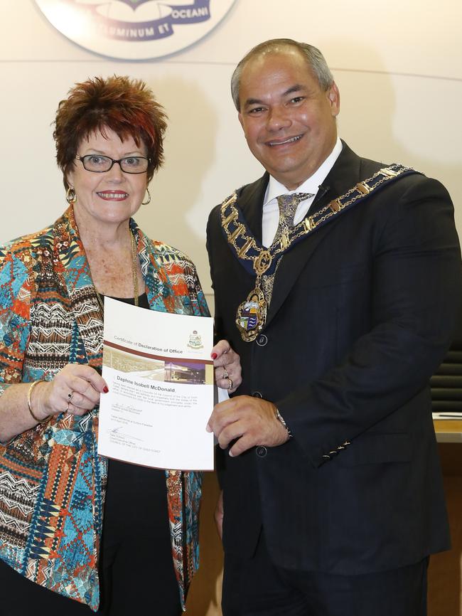 Councillor Daphne McDonald and Mayor Tom Tate. Photo: Jerad Williams