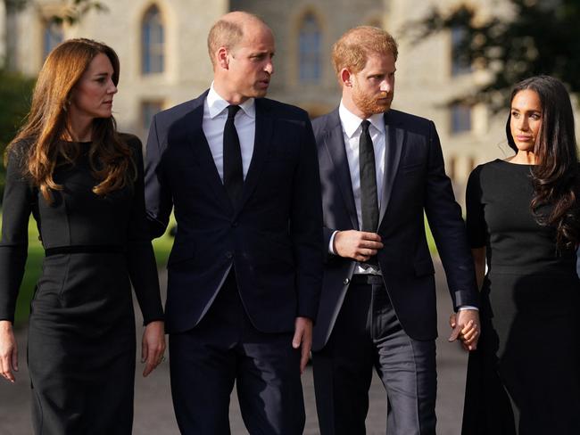 Catherine, Princess of Wales, Prince William, Prince Harry and Meghan Markle after the Queen’s death.