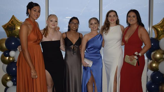 Maya, Keira, Mahlie, Lucy and Mary at the Caloundra City Private School formal 2024.