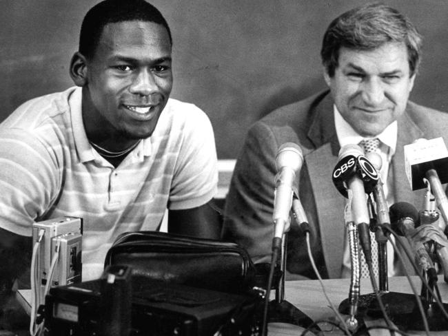 Michael Jordan and Tar Heels coach Dean Smith in 1984.