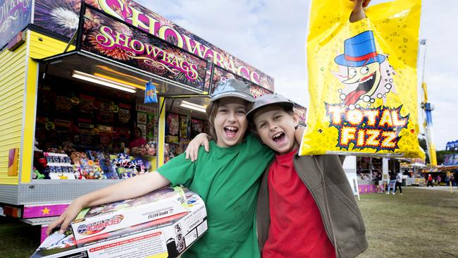 Nathaniel and Anthony Sadler at last year’s Redcliffe Show. Picture: AAP/Renae Droop