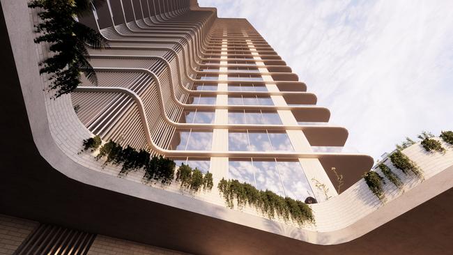 Artist impression of Lagoon, a twin-tower project planned for Main Beach's Cronin Ave by Drew Group.