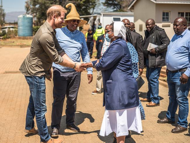 Harry and Prince Seeiso of Lesotho arrive at a special Sentebale event to visit the Pointmain Health Facility. Picture: Getty Images for Sentebale