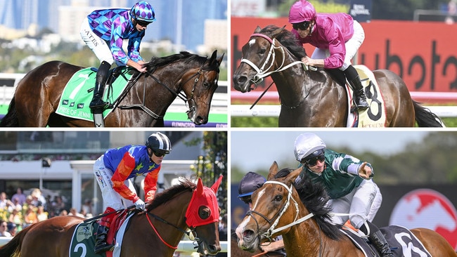 Outstanding mares (clockwise, from top left) Pride of Jenni, Fangirl, Via Sistina and Bella Nipotina have big Spring campaigns ahead of them. Pictures: File