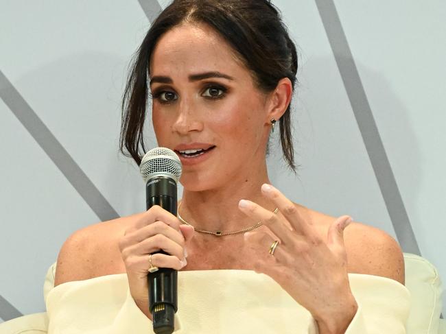 NEW YORK, NEW YORK - OCTOBER 10: Meghan, Duchess of Sussex speaks onstage at The Archewell Foundation ParentsÃ¢â¬â¢ Summit: Mental Wellness in the Digital Age during Project Healthy Minds' World Mental Health Day Festival 2023 at Hudson Yards on October 10, 2023 in New York City. (Photo by Bryan Bedder/Getty Images for Project Healthy Minds)