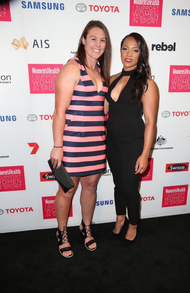 Rugby Sevens gold medallists Sharni Williams and Amy Turner. Picture: Richard Dobson