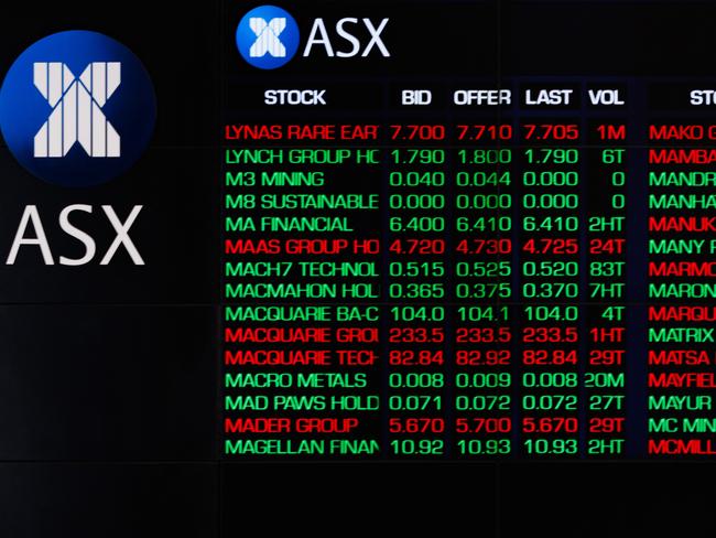 SYDNEY, AUSTRALIA - NewsWire Photos, October 29 2024. GENERIC. Stocks. Finance. Economy. Stock price ticker of the Australian Stock Exchange, ASX, at their offices on Bridge Street. Picture: NewsWire / Max Mason-Hubers