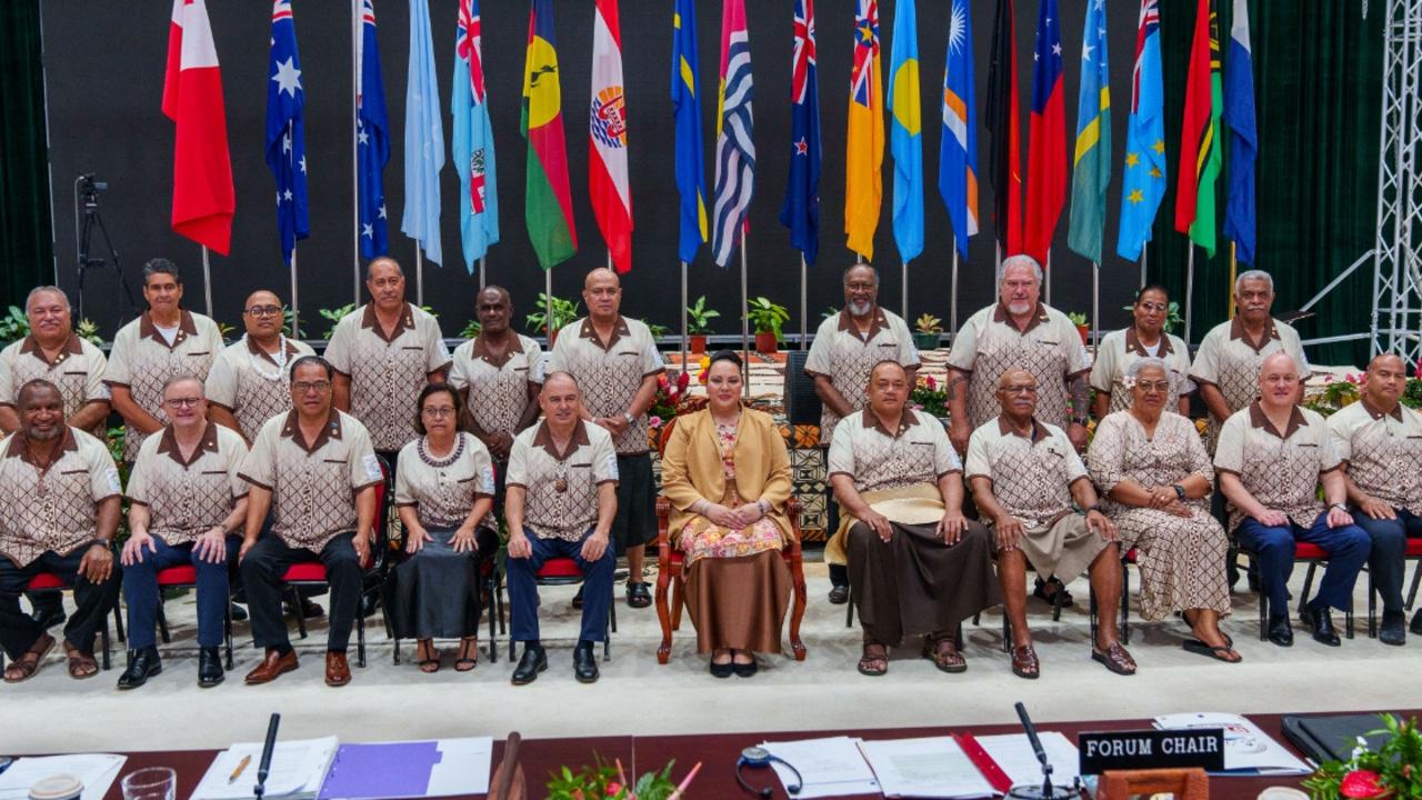 Prime Minister Anthony Albanese (second left) at the Pacific Islands Forum. Pacific leaders have endorsed an Australia-led regional policing initiative at the 53rd Pacific Islands Forum. Picture: X/ AlboPM