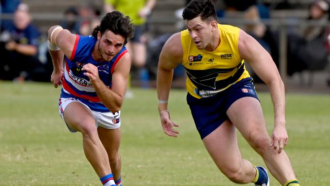 Former Central District midfielder Matthew Neagle, left, is playing with his brothers Jydon and Jaxon at Balranald this year. Picture: Naomi Jellicoe