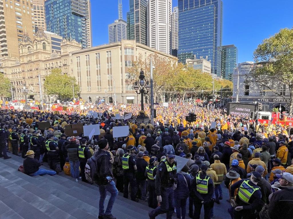 A sea of protesters blocked off the CBD street. Picture: NewsWire / Valeriu Campan