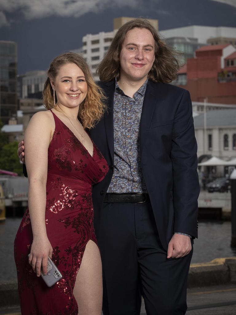 Hobart College leavers Dinner 2021 at the Hobart Function and Conference Centre, Brooke Lutwyche and Mitch Clifford. Picture: Chris Kidd