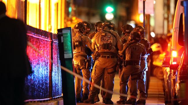 Counter-terrorism special forces assemble near the scene of the attack. Picture: Getty