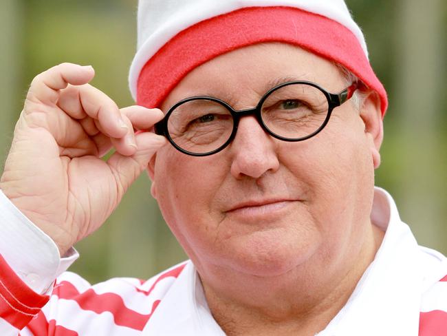 Pictured at his Mudgeeraba home Gary Pead (dressed as where's Wally in reference to the mile long ballot paper for the senate )  who is running for Senate as an independent . Picture Mike Batterham