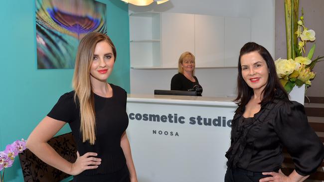 Maddi Bishop, Robin Pollard and Vicki Hull at The Cosmetic Studio in Hastings Street, Noosa Heads. Picture: John McCutcheon