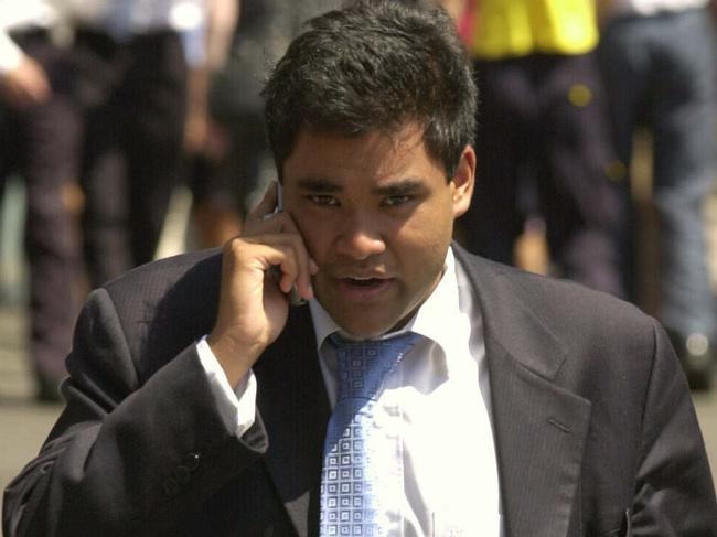 FEBRUARY 27, 2001 : Sharemarket trader Ishan Sappideen outside Downing Centre Local Court in Sydney where he faced fraud charges, 27/02/01 had stolen from his employer after losing money he invested for friends. Pic Rohan Kelly.NSW / Crime