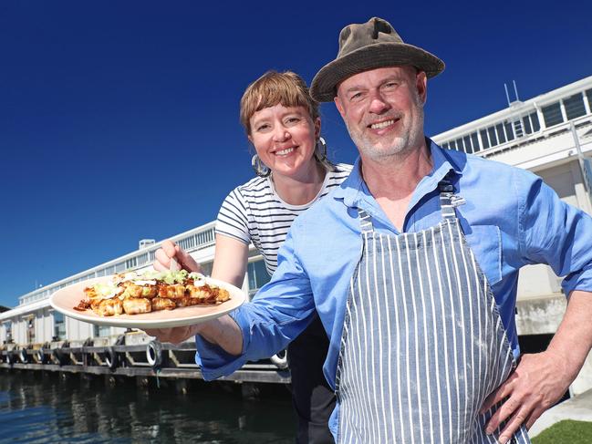 New stallholder to this year's Taste of Tasmania James Phelps from Soyoyoy will be serving up some fantastic plant based products. Pictured with Taste food curator Megan Quill. Picture: LUKE BOWDEN