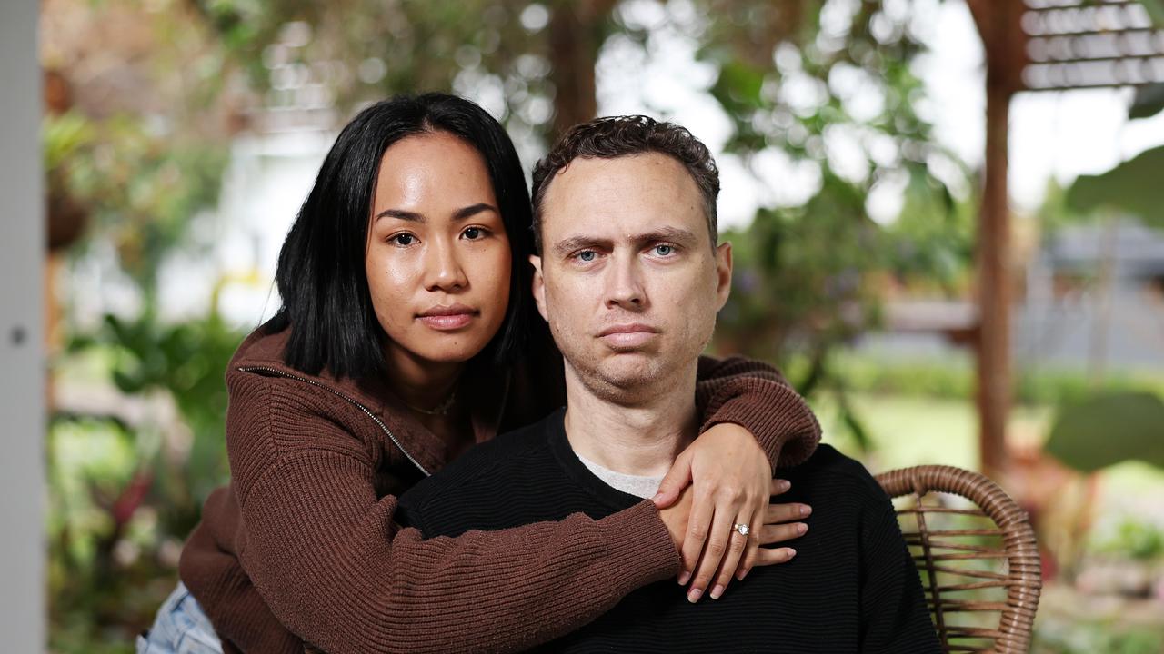 Wylie Dixon, pictured with his wife Ked Dixon, was diagnosed with an aggressive form of cancer and travelled to Sydney for urgent surgery. He has been unable to work since and requires ongoing chemotherapy treatment. His family are fund-raising on Mr Dixon’s behalf to help offset the cost of his continuing medical treatment. Picture: Brendan Radke
