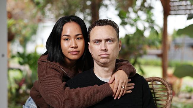 Wylie Dixon, pictured with his wife Ked Dixon, was diagnosed with an aggressive form of cancer and travelled to Sydney for urgent surgery. He has been unable to work since and requires ongoing chemotherapy treatment. His family are fund-raising on Mr Dixon’s behalf to help offset the cost of his continuing medical treatment. Picture: Brendan Radke