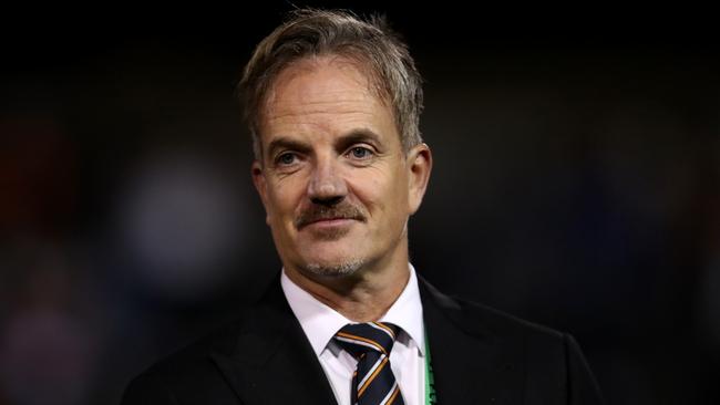 SYDNEY, AUSTRALIA - MAY 20: Tigers CEO Justin Pascoe looks on during the round 11 NRL match between the Wests Tigers and the Canterbury Bulldogs at Leichhardt Oval on May 20, 2022 in Sydney, Australia. (Photo by Jason McCawley/Getty Images)