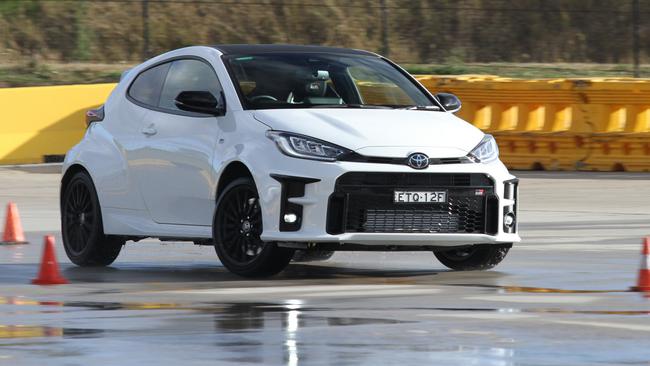 Toyota’s GR Yaris delivers thrills when drifting on a skid pan.