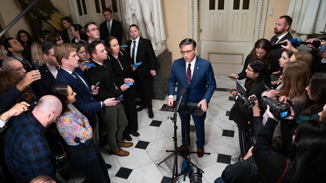 US Speaker of the House Mike Johnson after US Congress agreed on a new funding package aimed at averting a holiday-season government shutdown. Picture: AFP