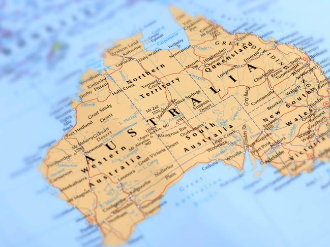 Map of Australia. Selective Focus.