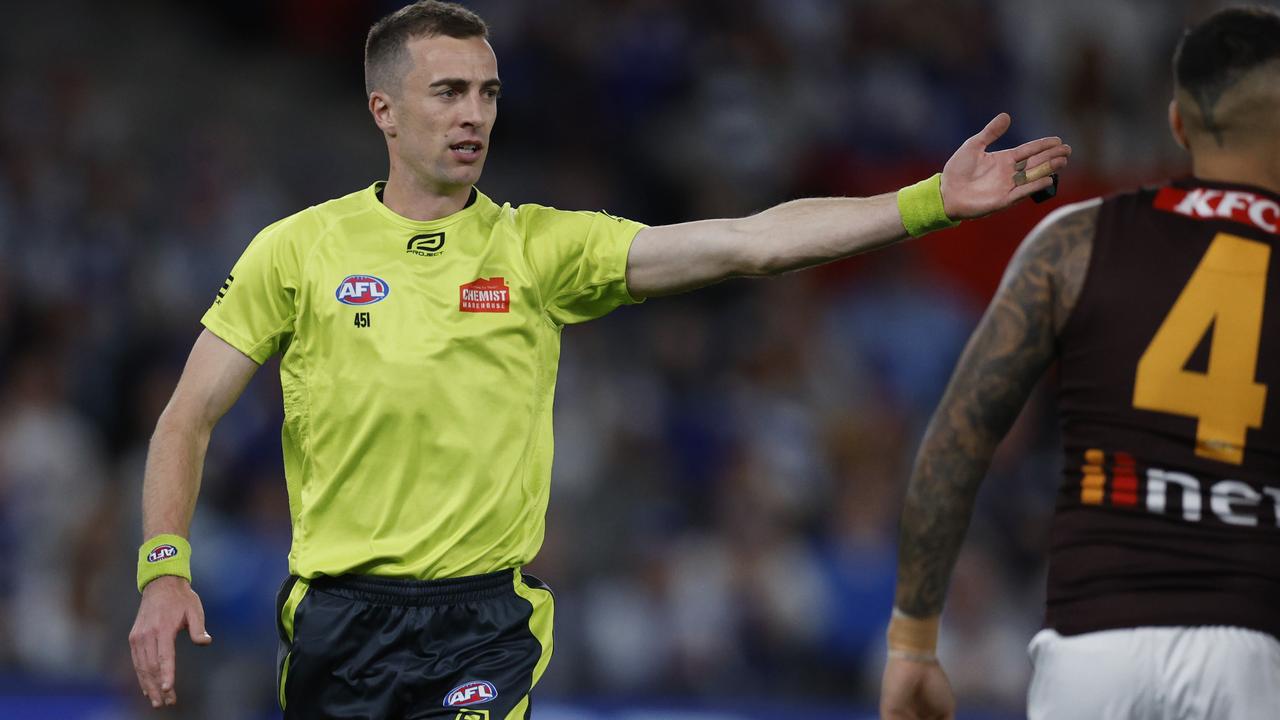 Tom Bryce in action during this season’s AFL Round 6 game between Hawthorn and North Melbourne at Marvel Stadium. Picture: Michael Klein