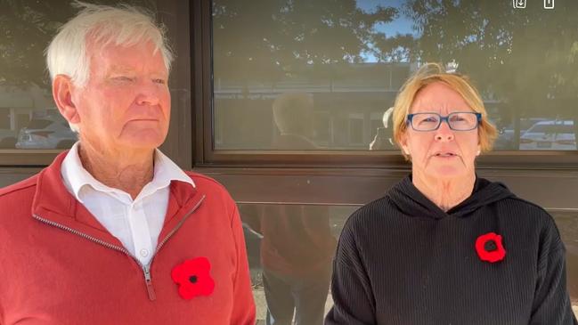 Terry Kelly (left) and Jann Edwards (right) were once again outside the Bundaberg Regional Council’s offices as protesters returned to continue fight to save the 99-year-old pool.